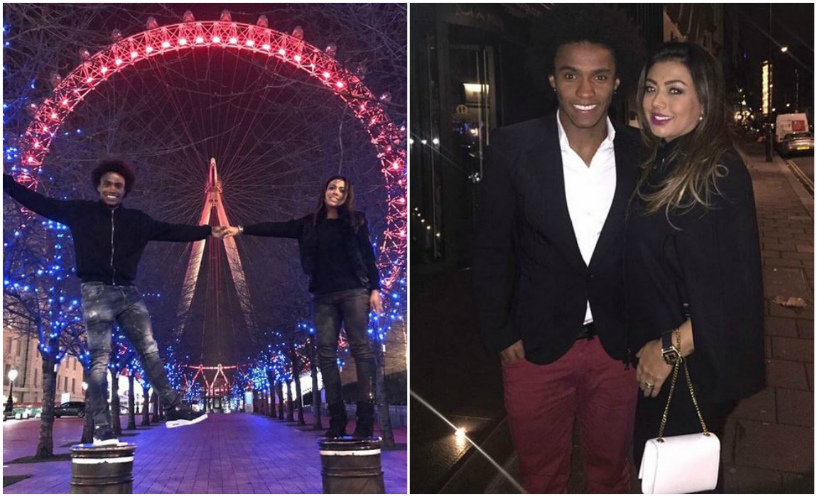 Chelsea Star Willian Goes Sight Seeing In London With Wife Ahead Of Match