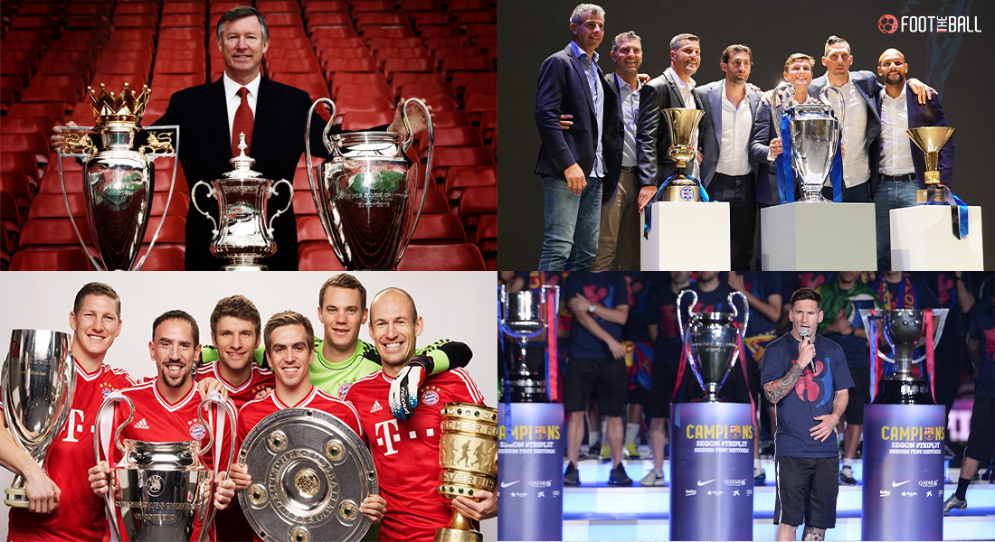 Which football teams have won the treble?
